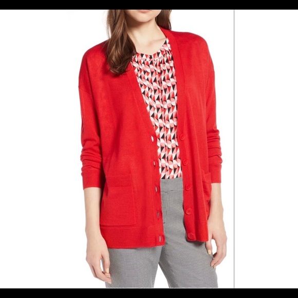 Halogen Sweaters - Halogen V-Neck Merino Wool Blend Cardigan